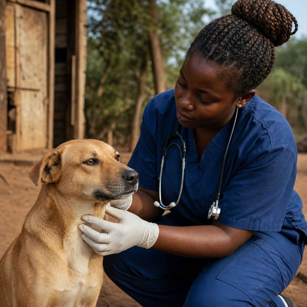 Animal welfare worker with dog