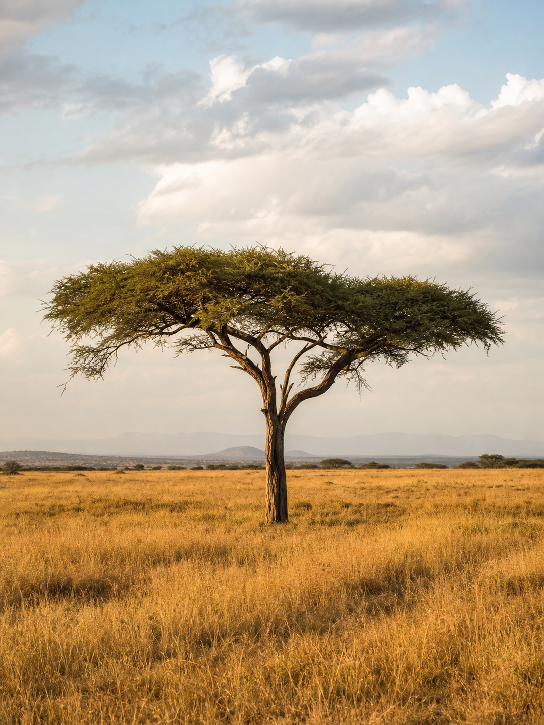 African landscape with acacia tree